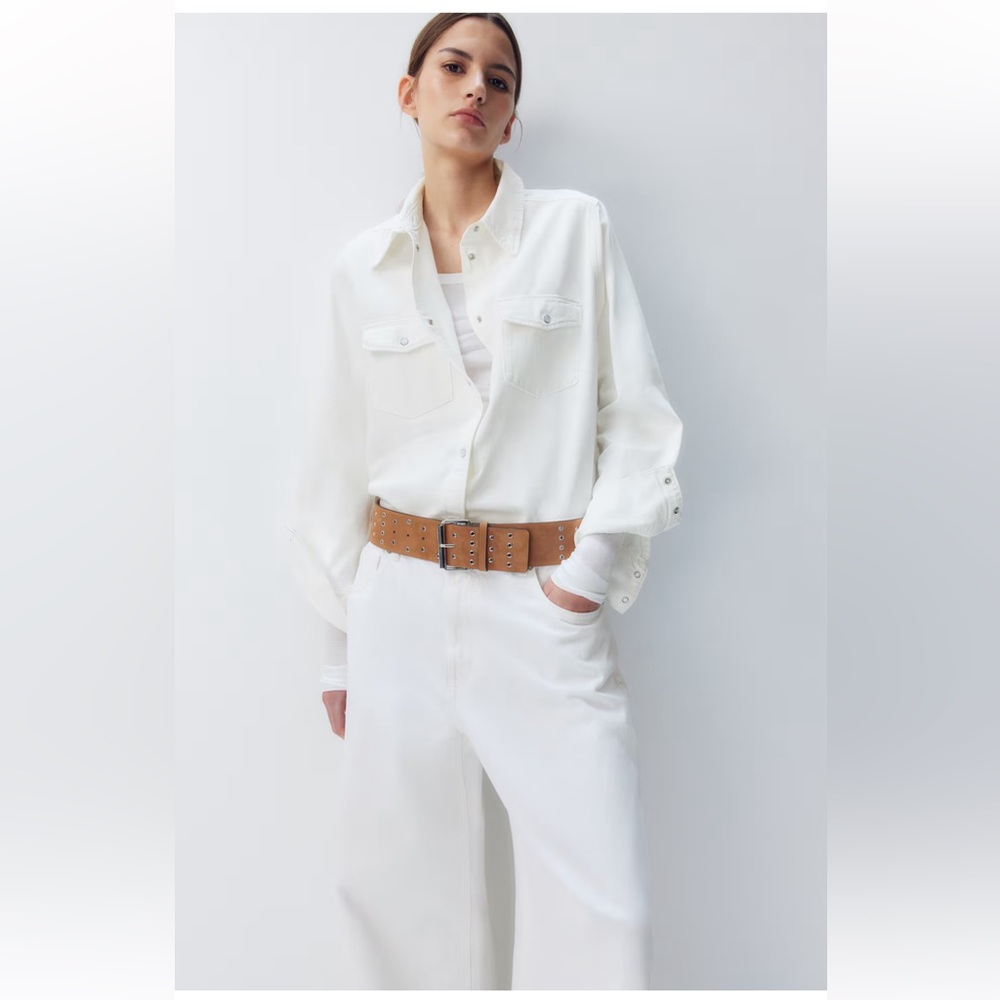 H&M White Shirt with Snap Fasteners